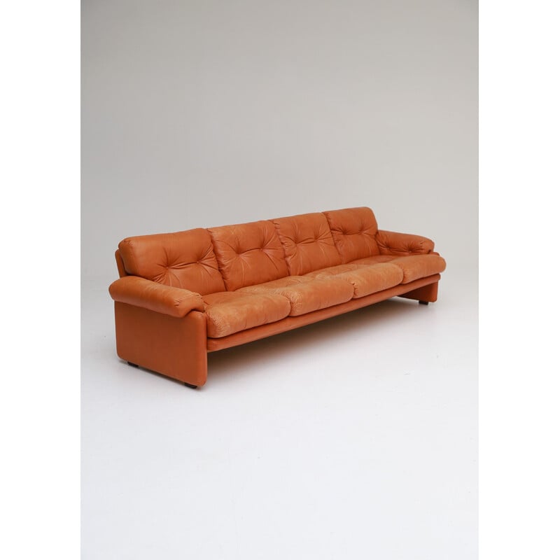 Vintage Tobia Scarpa cognac leather sofa B&B, Italia 1975s