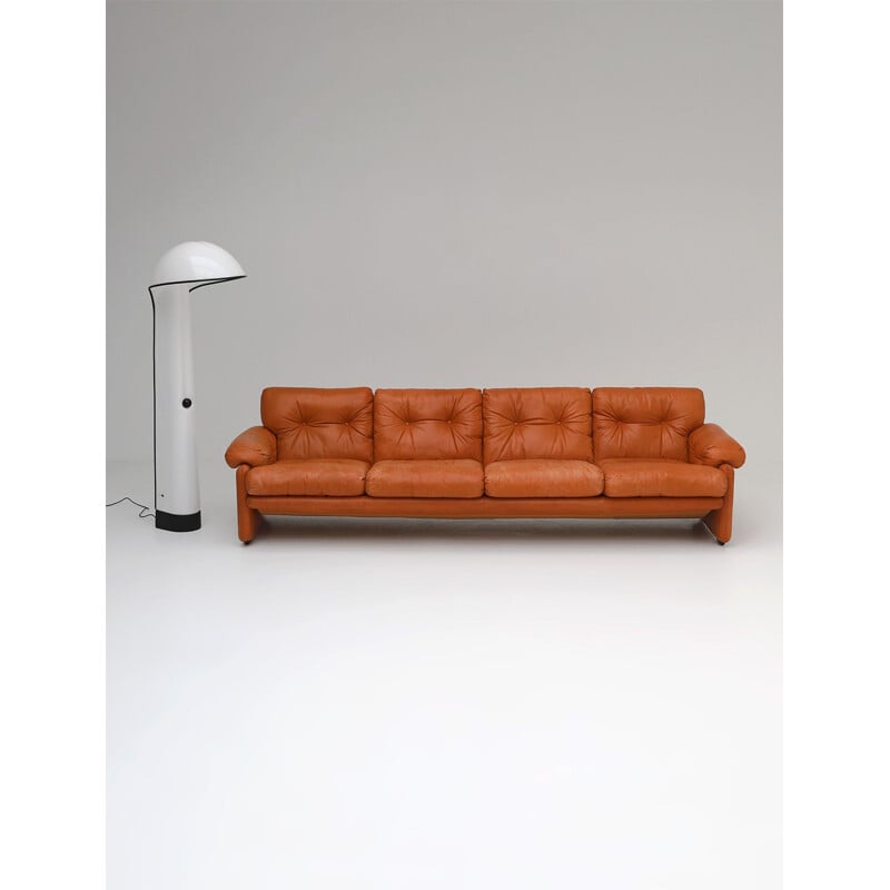 Vintage Ledersofa Tobia Scarpa cognac B