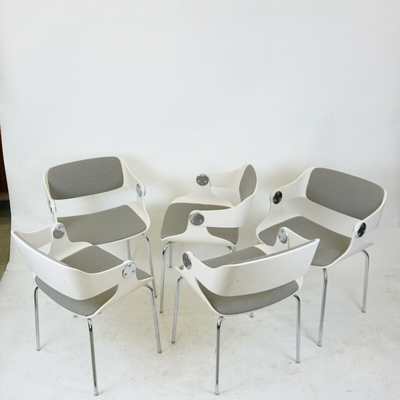 Set of 5 vintage Dining or Office Chairs by Eugen Schmidt, Germany 1960s