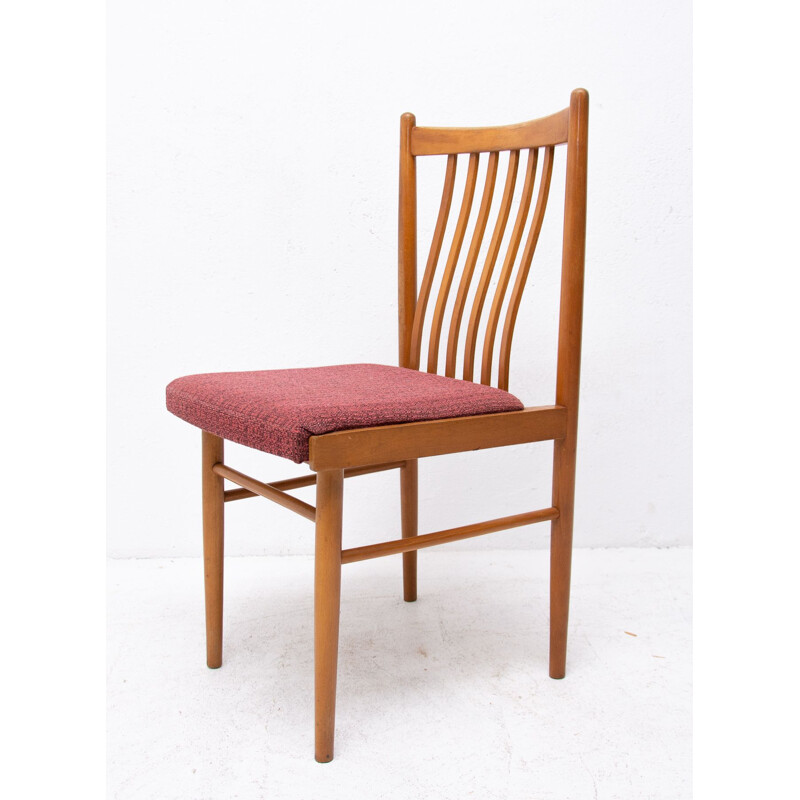 Set of 4 vintage beechwood chairs, Czechoslovakia 1960