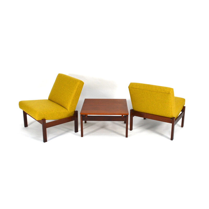 Paire de chaises lounge Pastoe avec table basse Swedese assortie, Yngve EKSTRÖM - 1950