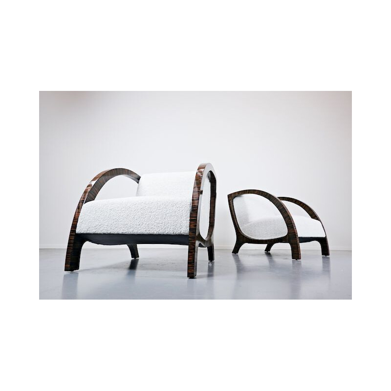 Pair of vintage Art Deco Club Chairs, Belgium 1990s