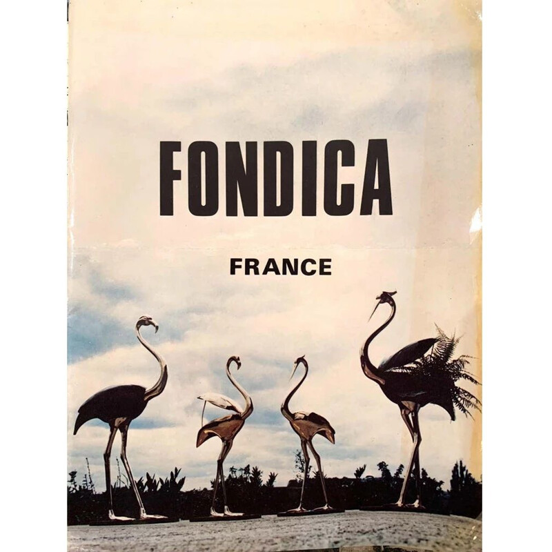 Flamant Vintage Fondica grandeur nature en laiton 1970