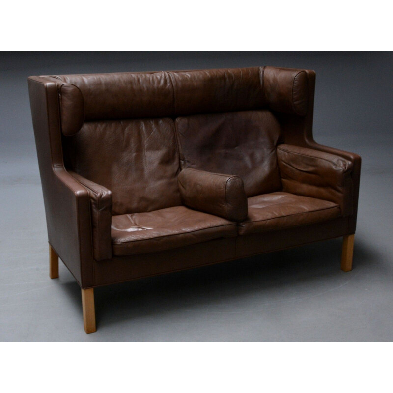 Vintage highback couch2192 Borge Mogensen brown leather sofa