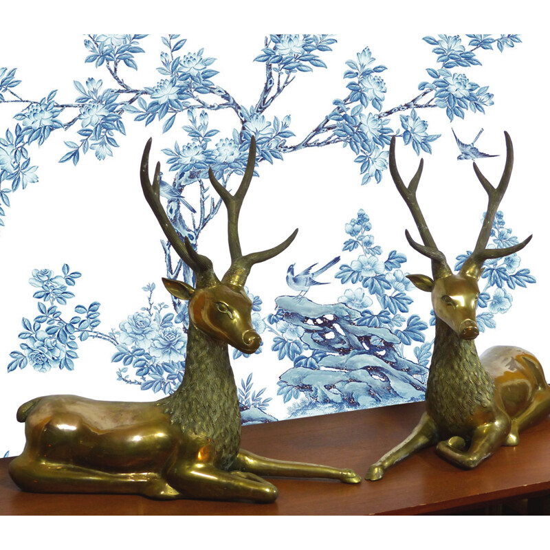 Pair of vintage brass deer, 1950