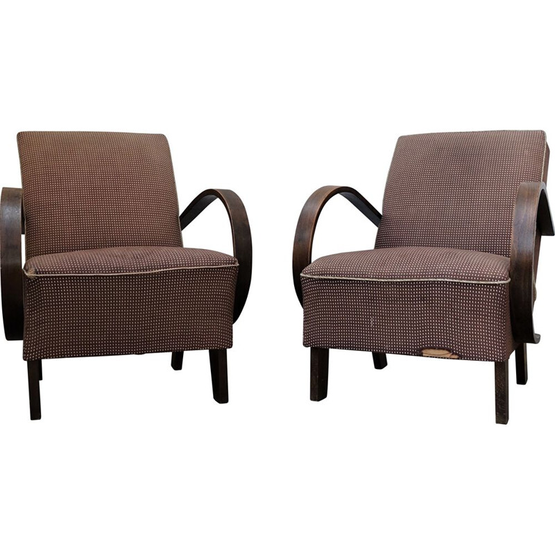 Pair of vintage armchairs by Jindrich Halabala & UP Závody 1930s