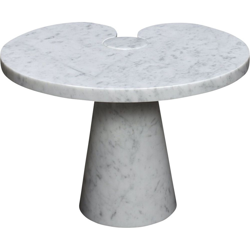 Vintage "Eros" side table in white Carrara marble by Angelo Mangiarotti for Skipper, Italy 1970s