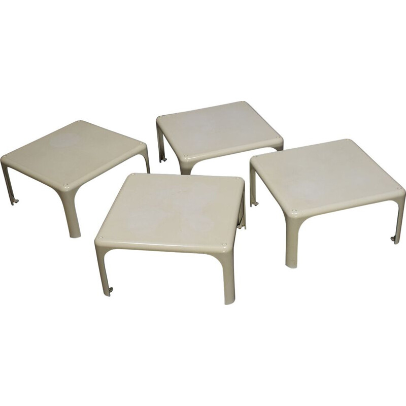 Set of 4 vintage side tables by Vico Magistretti for Artemide, Italy 1964s