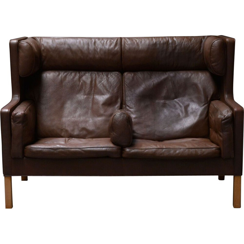 Vintage highback couch2192 Borge Mogensen brown leather sofa