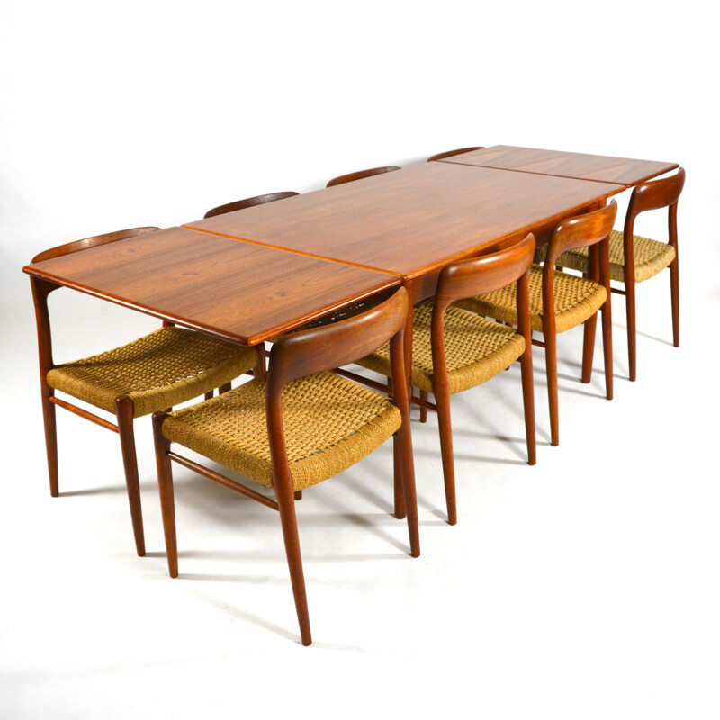 JL Møller Møbelfabrik dining set with 8 "No 75" chairs, Niels O. MØLLER - 1950s