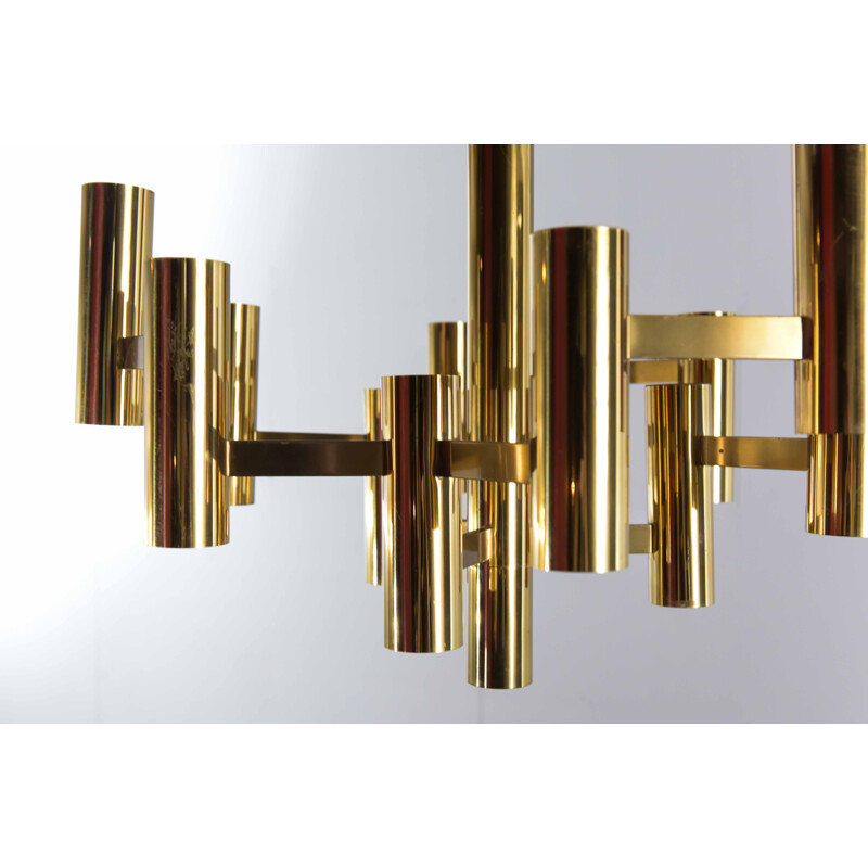 Vintage Sciolari brass chandelier with 13 light sources