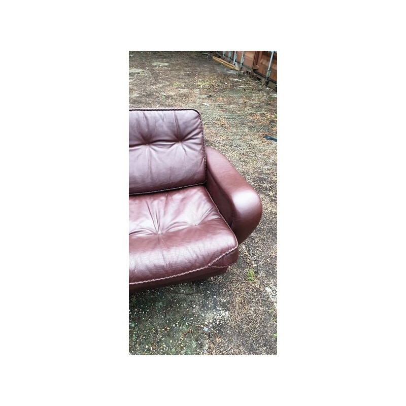 Vintage 3 seater sofa in buffalo leather Danish 1970