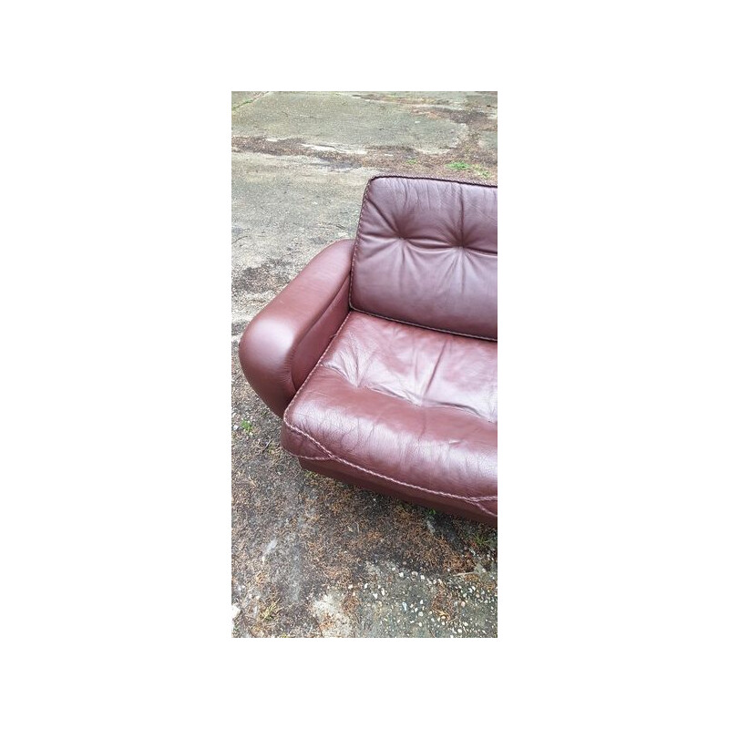 Vintage 3 seater sofa in buffalo leather Danish 1970