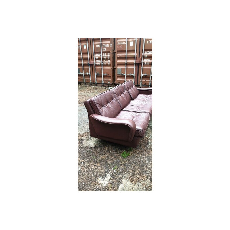 Vintage 3-Sitzer-Sofa aus dänischem Büffelleder 1970
