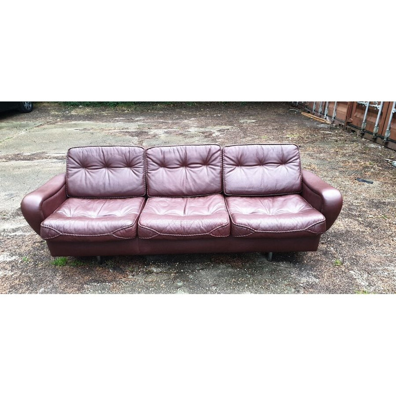 Vintage 3-Sitzer-Sofa aus dänischem Büffelleder 1970