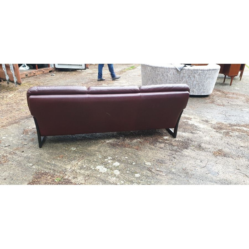 Vintage leather sofa with wood frame Scandinavian