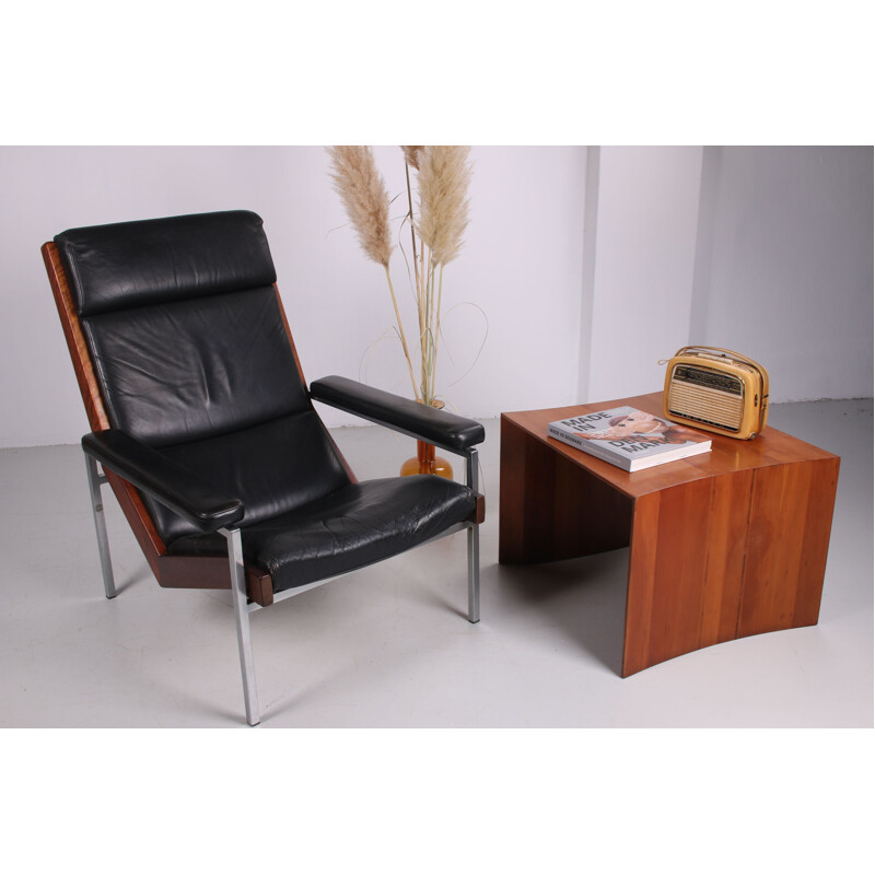 Vintage Lotus armchair in rosewood and leather by Rob Parry for 't Spectrum 1960