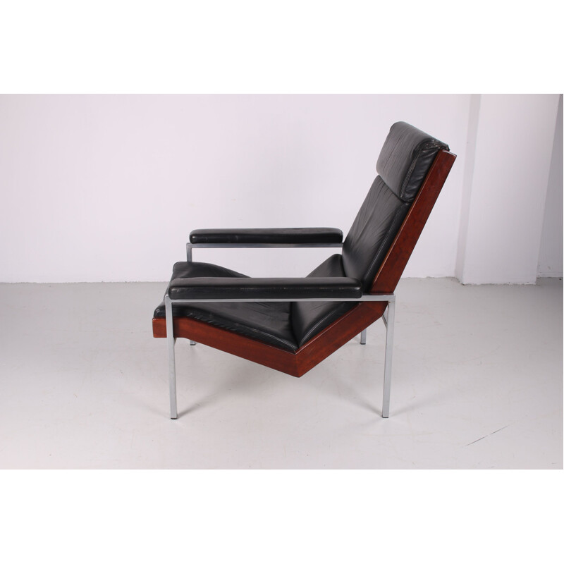 Vintage Lotus armchair in rosewood and leather by Rob Parry for 't Spectrum 1960