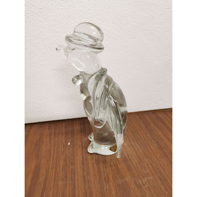 Vintage penguin sculpture in transparent glass