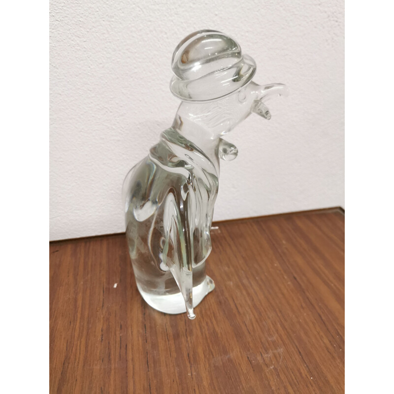 Vintage penguin sculpture in transparent glass