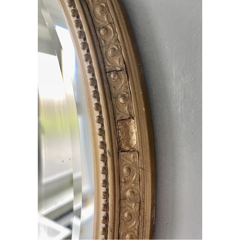 Vintage oval bevelled mirror with gold frame