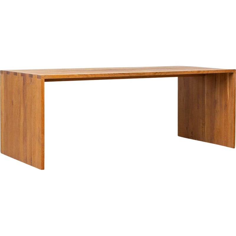 Vintage modernist rectangular oak dining table 1970