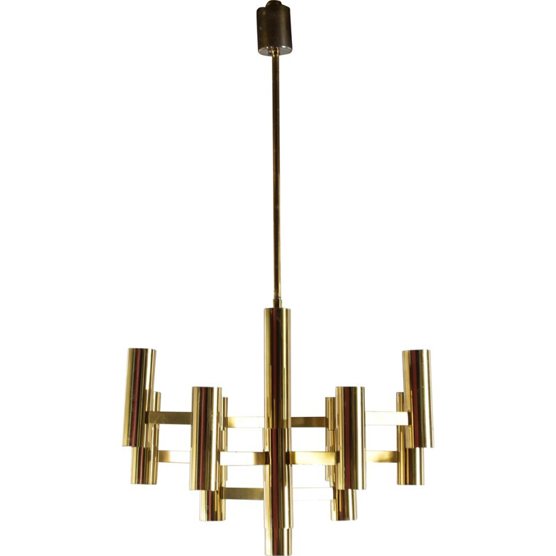 Vintage Sciolari brass chandelier with 13 light sources