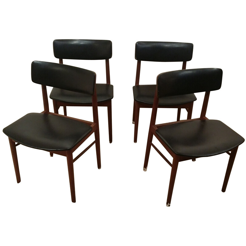 Suite de 4 chaises Scandinaves en teck - années 60