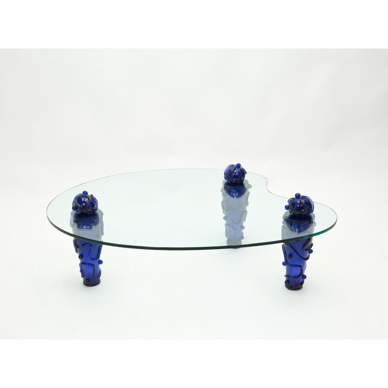 Vintage glass and resin coffee table by Garouste & Bonetti 1990