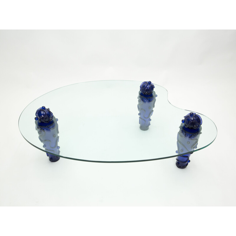 Vintage glass and resin coffee table by Garouste & Bonetti 1990