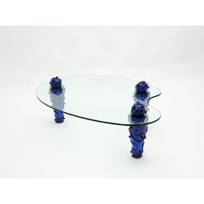 Vintage glass and resin coffee table by Garouste & Bonetti 1990