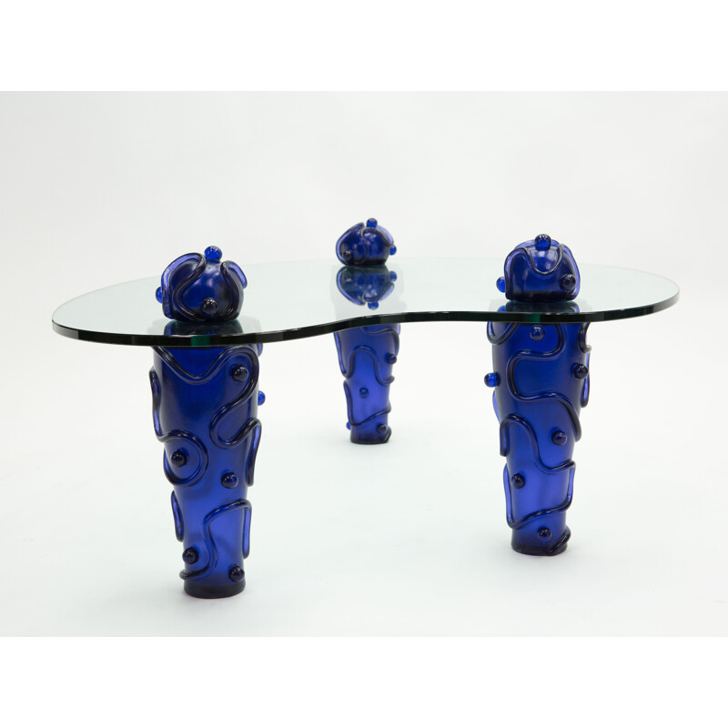 Vintage glass and resin coffee table by Garouste & Bonetti 1990