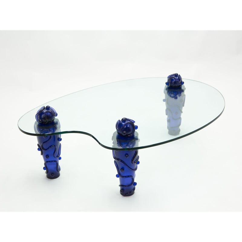 Vintage glass and resin coffee table by Garouste & Bonetti 1990