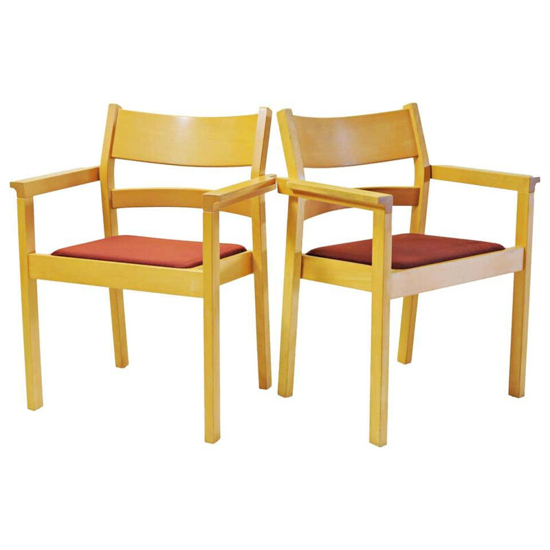 Pair of vintage beechwood armchairs by Hans J. Wegner 1988