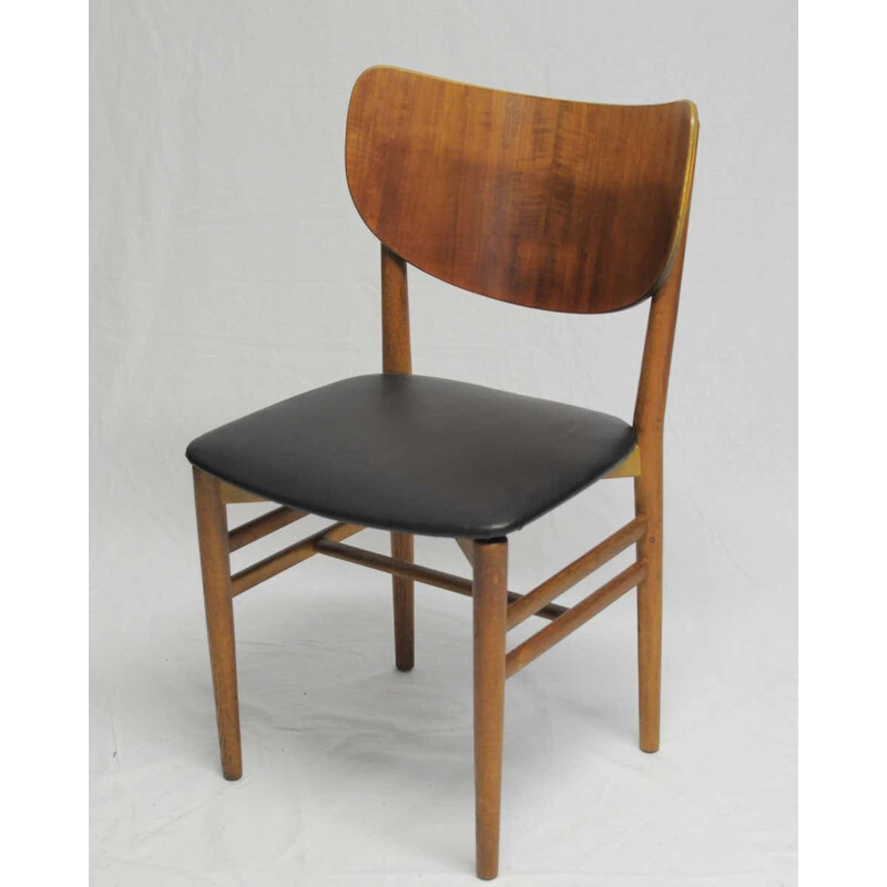 Set of 12 vintage oak and teak chairs by Niels and Eva Koppel for Slagelse Mobelfabrik, Denmark 1950