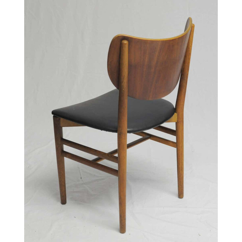 Set of 12 vintage oak and teak chairs by Niels and Eva Koppel for Slagelse Mobelfabrik, Denmark 1950