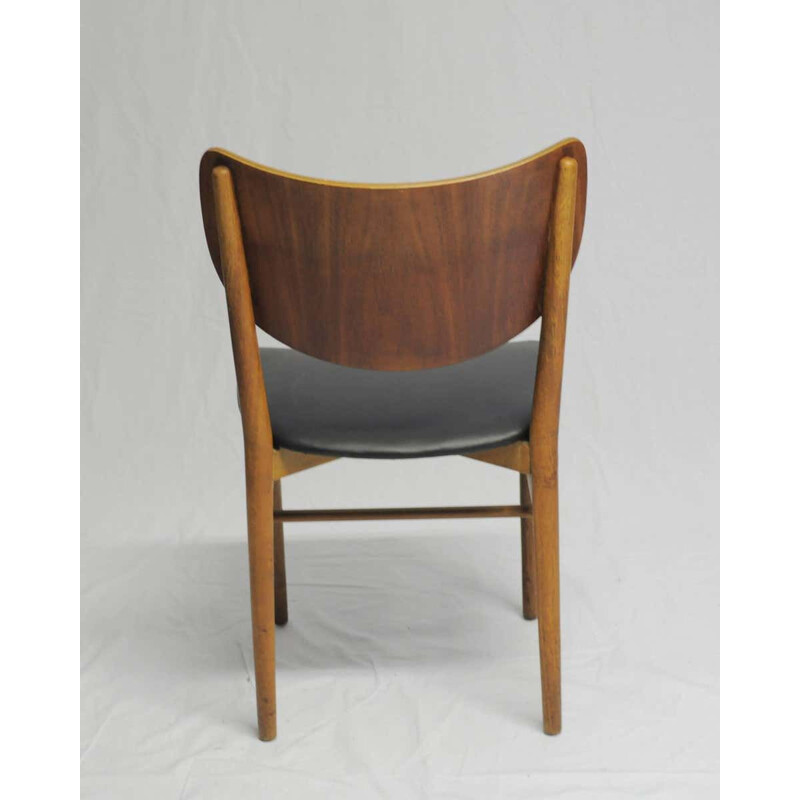 Set of 12 vintage oak and teak chairs by Niels and Eva Koppel for Slagelse Mobelfabrik, Denmark 1950