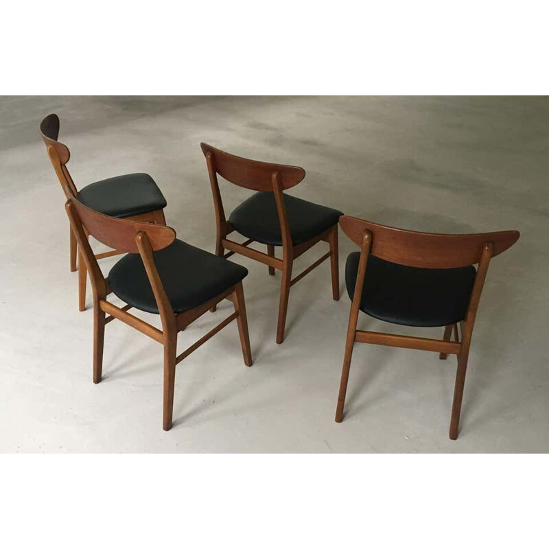 Set of 4 vintage teak and beech chairs Harlev by Farstrup, Denmark 1960