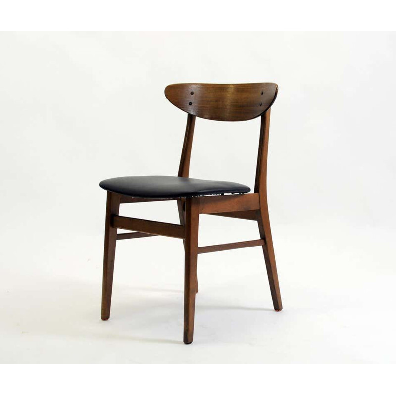 Set of 4 vintage teak and beech chairs Harlev by Farstrup, Denmark 1960