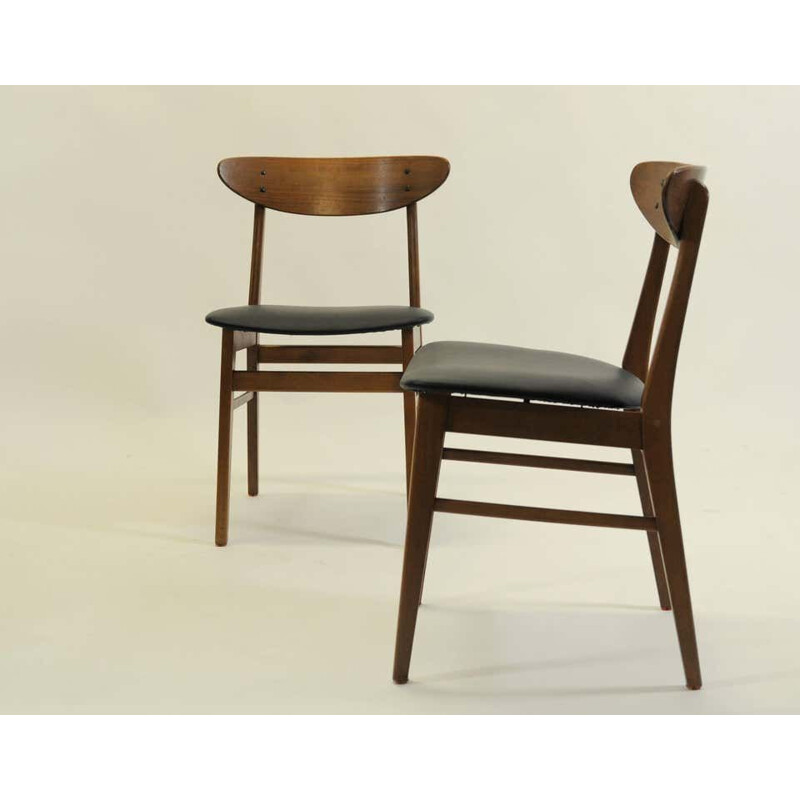 Set of 4 vintage teak and beech chairs Harlev by Farstrup, Denmark 1960