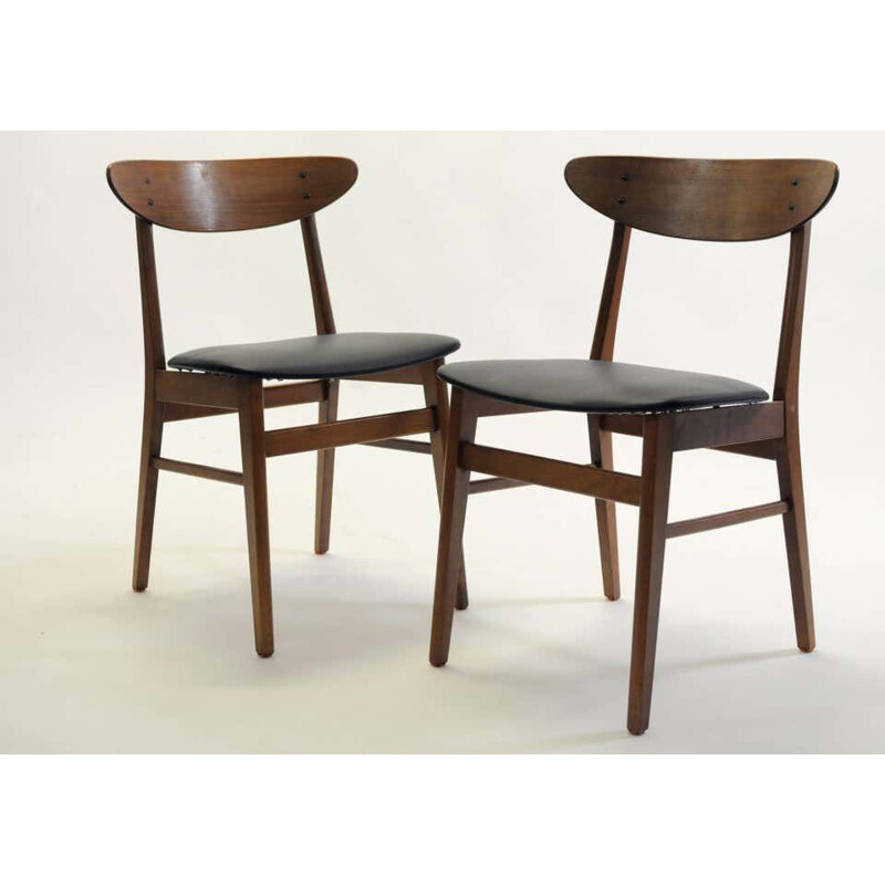 Set of 4 vintage teak and beech chairs Harlev by Farstrup, Denmark 1960