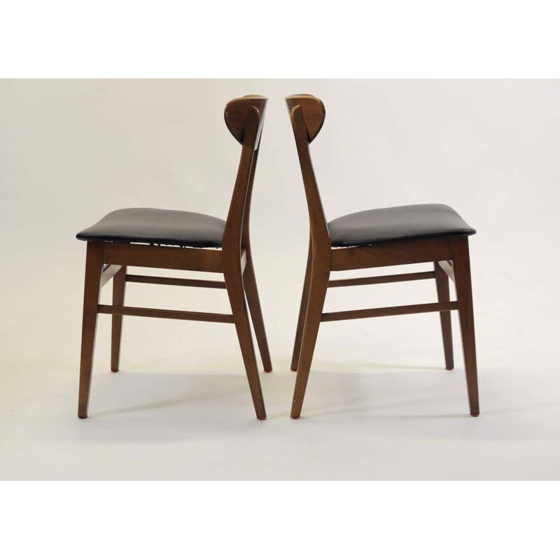 Set of 4 vintage teak and beech chairs Harlev by Farstrup, Denmark 1960