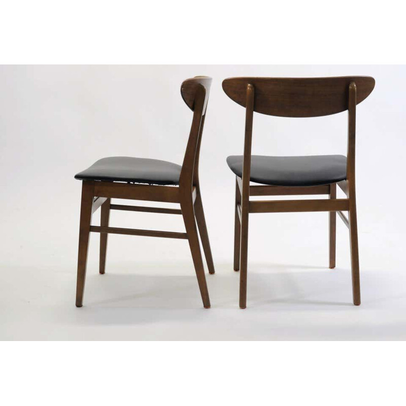 Set of 4 vintage teak and beech chairs Harlev by Farstrup, Denmark 1960