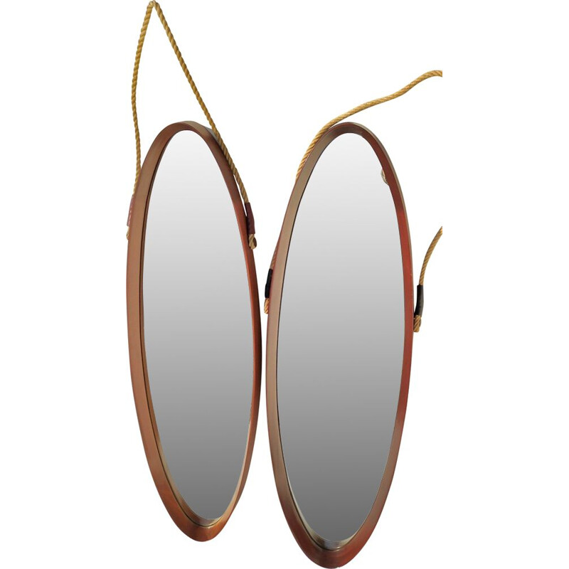 Pair of vintage teak mirrors, Denmark 1950