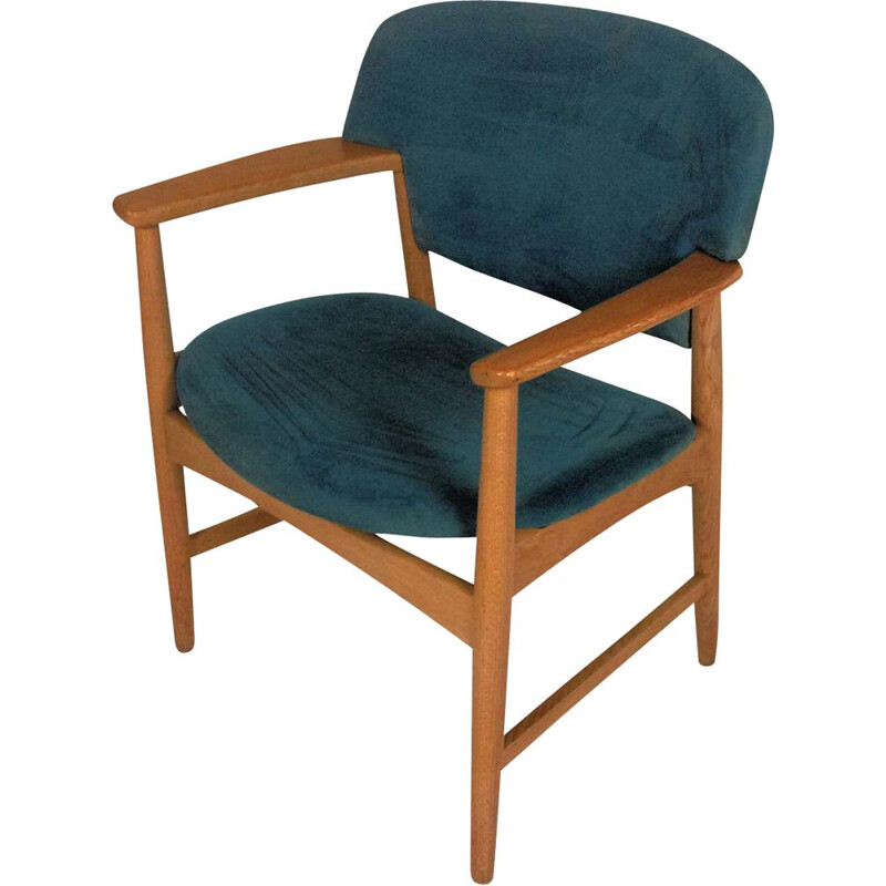 Cadeira de secretária de carvalho vintage de Ejner Larsen e Axel Bender Madsen para Fritz Hansen 1955