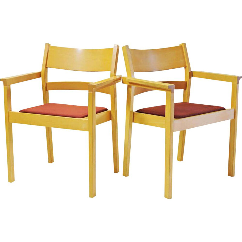 Pair of vintage beechwood armchairs by Hans J. Wegner 1988