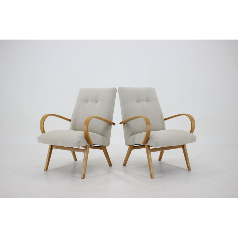 Vintage-Sesselpaar aus Buche Ton Thonet, Tschechoslowakei, 1960