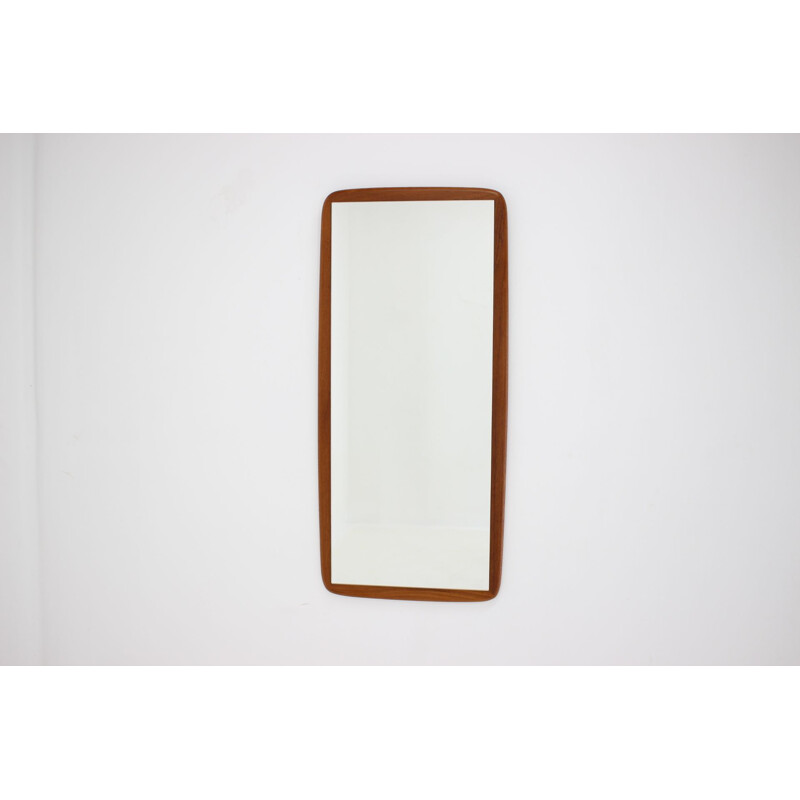 Vintage Solid Teak Mirror, Denmark 1960s