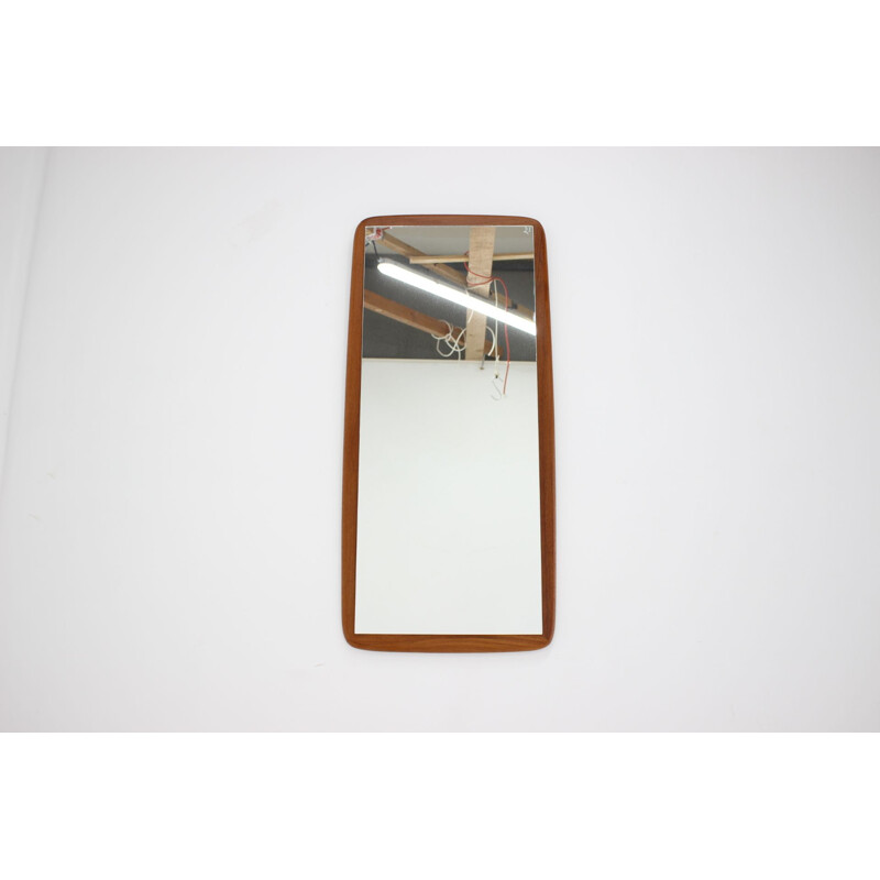 Vintage Solid Teak Mirror, Denmark 1960s