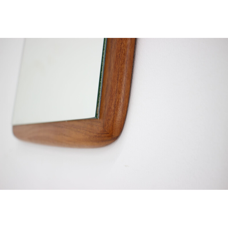 Vintage Solid Teak Mirror, Denmark 1960s